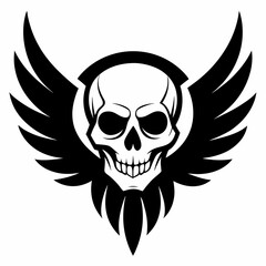 Skull silhouette with angel wings vector illustration