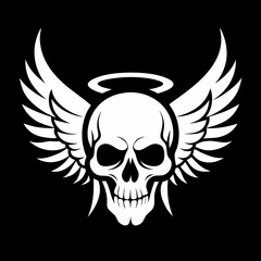 Skull silhouette with angel wings vector illustration