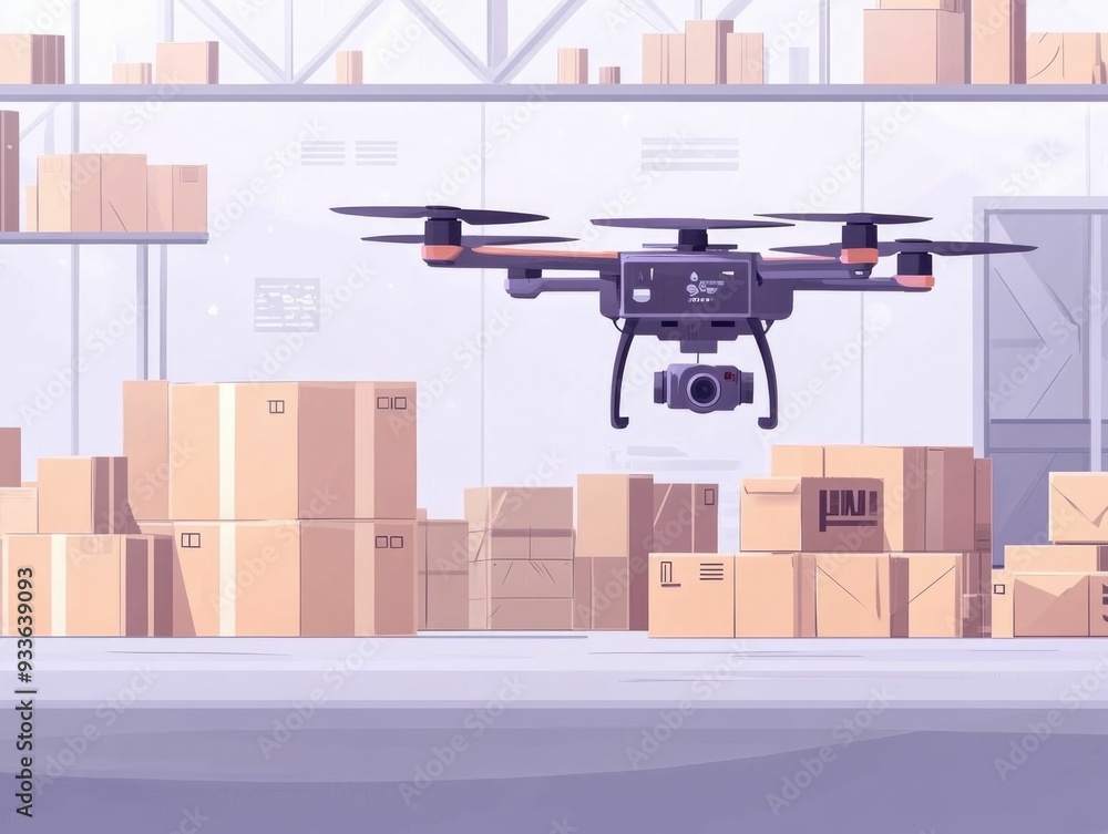 Poster streamlined and efficient shipping automation with drone technology for package delivery services sh