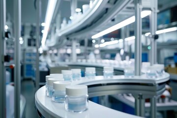 Fototapeta premium conveyor belt at a cosmetics factory