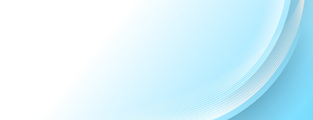 blue and white banner background with wavy lines and copy space area