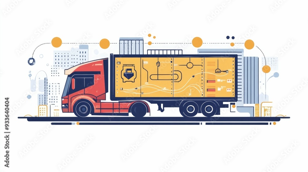 Poster streamlined logistics automated real time tracking for efficient supply chain management flat design