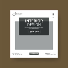Minimalist Furniture and Home Interior Sale Banner or Social Media Post Template. Layouts for Interior Design