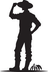 Farmer doing farming silhouette vector illustration isolated on a white background