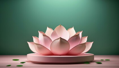 Lotus Podium -Buddhist Theme -A podium shaped like a blooming lotus flower, symbolizing purity, enlightenment, and wisdom