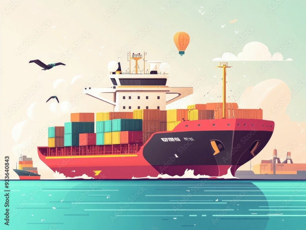 Poster autonomous shipping automation innovative freight transport and logistics solutions for seamless con