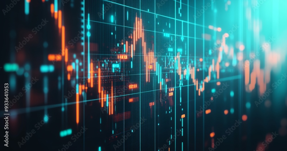 Aufkleber market data with lines and dynamics for forex and stock markets