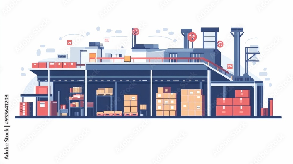 Poster flat design showcasing the concept of automated cross docking