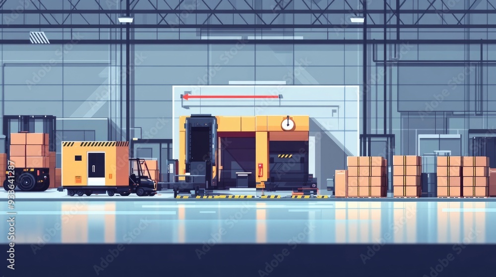 Poster automated cross docking logistics system for optimized shipping and delivery processes flat design s