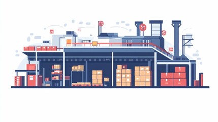 Obraz premium Flat design showcasing the concept of automated cross docking