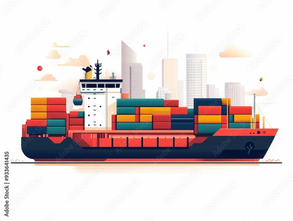 Poster automated global logistics management for seamless supply chain of a flat design concept showcasing 
