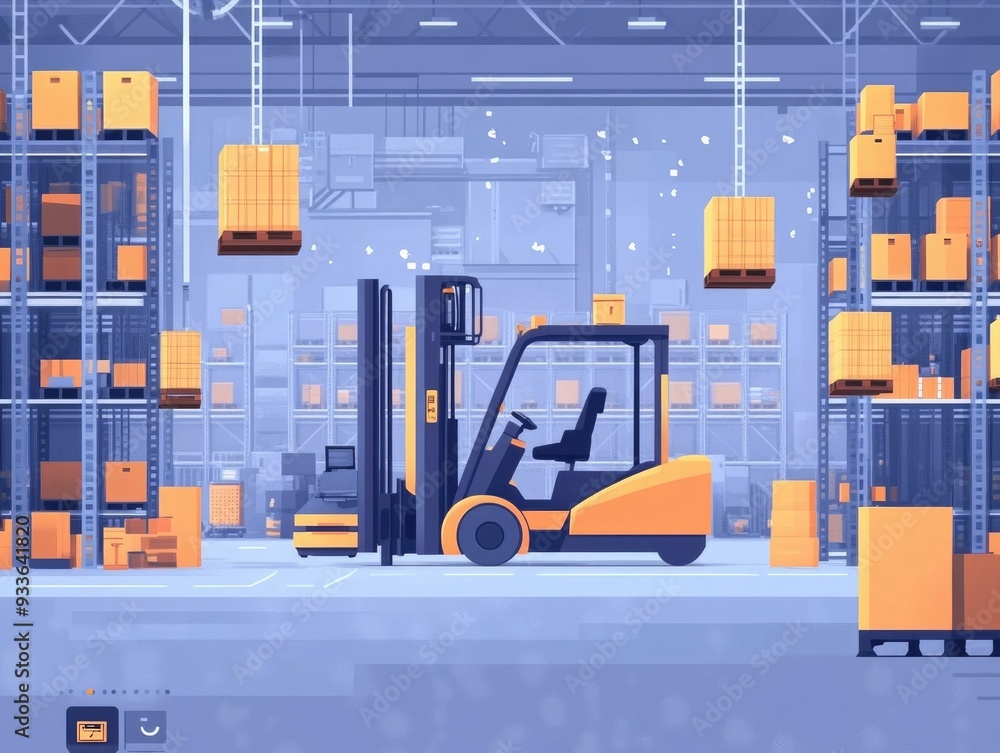 Aufkleber autonomous forklifts efficiently moving cargo and containers in a modern technology driven warehouse