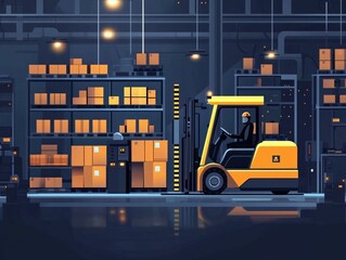 Autonomous forklifts efficiently automating warehouse logistics and supply chain management improving productivity modernization and economic progress