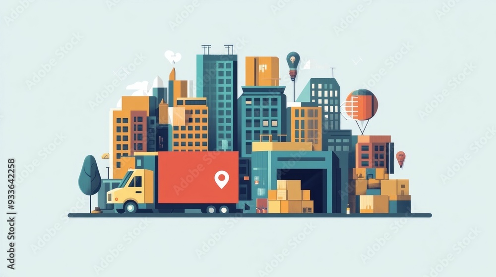 Poster automated logistics and delivery scheduling system streamlines supply chain workflow with efficient 