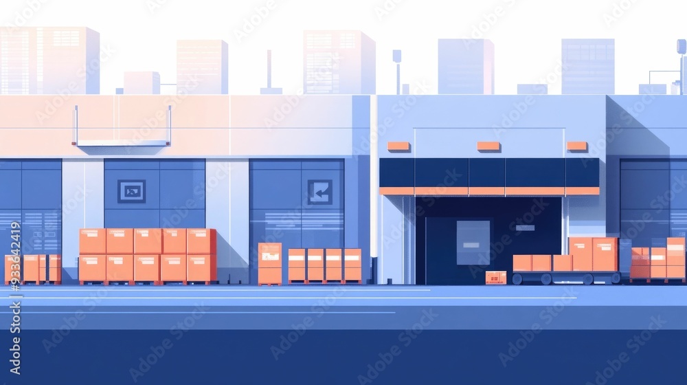 Poster streamlined shipping automation smart warehouses featuring efficient logistics processes and automat