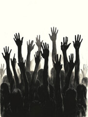 Menschen Silhouette mit erhobenen Händen