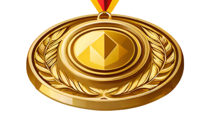 Gold Medal Vector Golden 1st Place Badge T Game Golden Challenge Award on a isolated. Generative AI.
