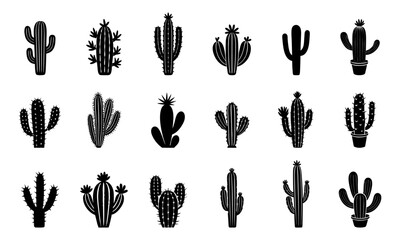 Set of cactus silhouette vector illustration