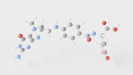 levomefolic acid molecule 3d, molecular structure, ball and stick model, structural chemical formula form of folate