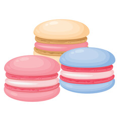 Vector image of delicious macaroons. Concept of delicious dessert and sweets. Element for your design. For banners, websites, advertising, etc.