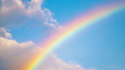 Vibrant Rainbow Arcing Across Clear Sky Post Rainstorm