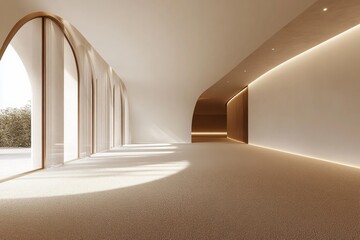 Obraz premium Interior of a white living room with a sofa and a blank wall