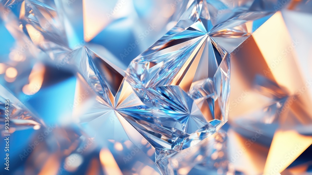 Poster brilliant and sparkling crystal formations create mesmerizing visual effect, reflecting light in var