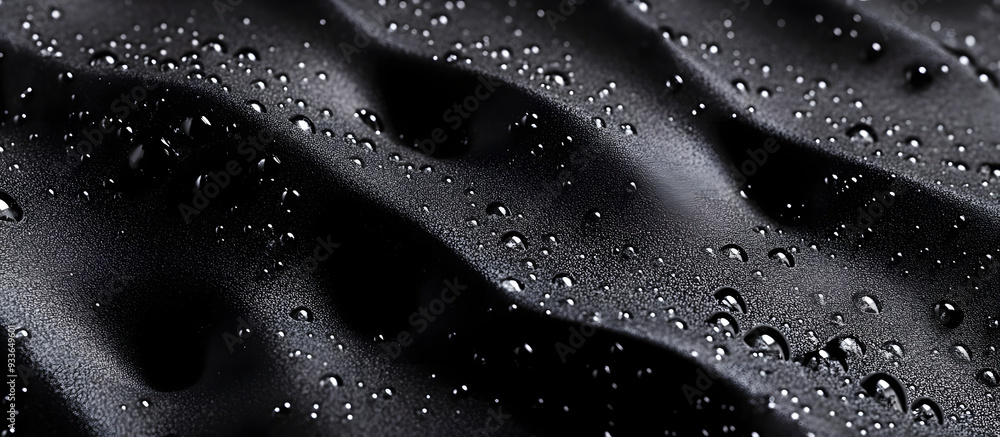 Poster close up view of a black abstract polystyrene foam background texture suitable as a copy space image
