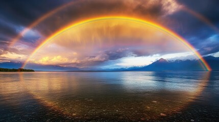 Serene Rainbow Over Calm Ocean - Hope and Peace After the Storm