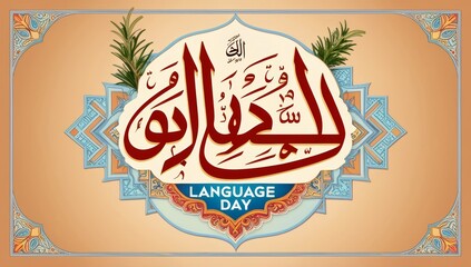 A vibrant and colorful illustration celebrating Arabic language