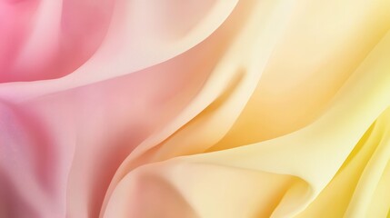 Obraz premium Soft, flowing fabric in pastel shades of pink and yellow creates serene and calming atmosphere. gentle waves evoke sense of tranquility and elegance. 