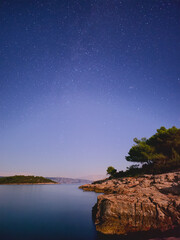 Night sky above Hvar island in Croatia