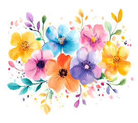 Hand drawn watercolor flowers