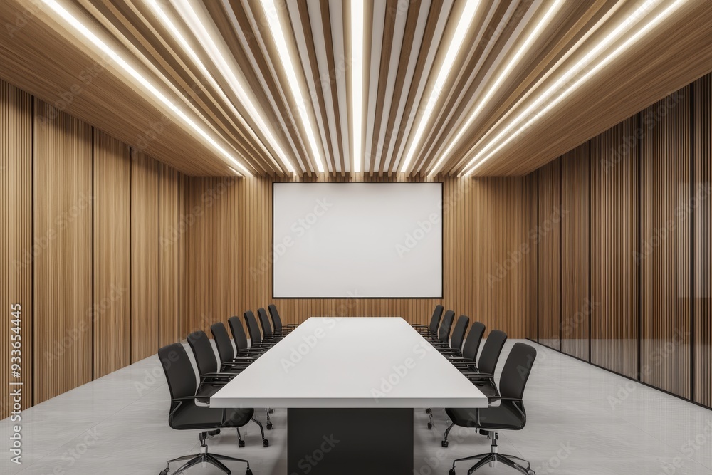 Poster mockup frame with meeting table and drawer with documents