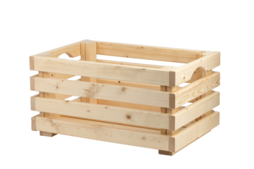 wooden box made of untreated boards, isolated on a white background