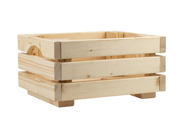 wooden box made of untreated boards, isolated on a white background