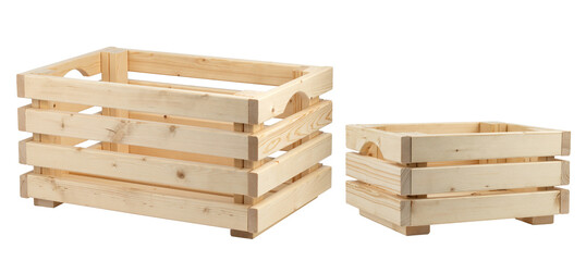 wooden box made of untreated boards, isolated on a white background