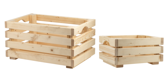 wooden box made of untreated boards, isolated on a white background