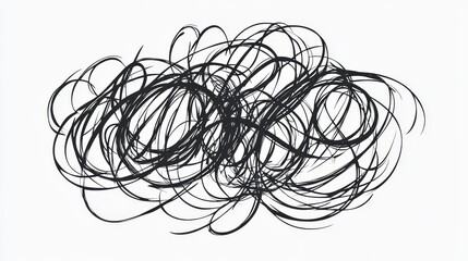 Abstract chaotic lines. Hand-drawn insane tangled scribble clew. Vector icon isolated on a white background.