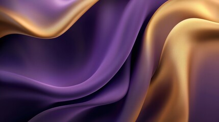 Obraz premium Soft, flowing fabric in rich purple and gold hues creates luxurious and elegant atmosphere. smooth texture evokes sense of calm and sophistication. 