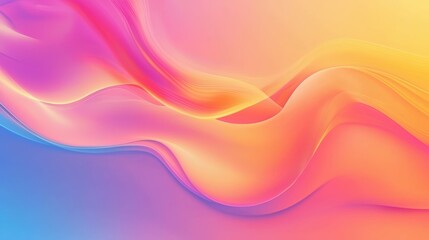 Fototapeta premium Vibrant abstract waves in pink, orange, and yellow create sense of fluidity and energy. smooth transitions evoke feelings of warmth and creativity. 