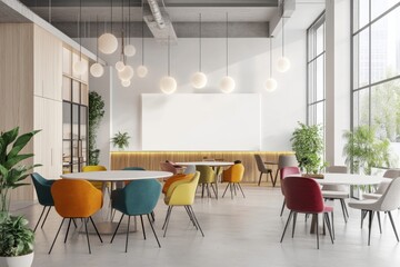 Blank white and yellow wall in office meeting room
