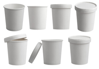 disposable paper cup with lid, template, isolated