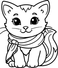 Fototapeta premium coloring book, coloring, outline, line, cartoon, animal, cute, funny, pet, drawing, character, cat, icon, illustration, art, animals, kitty, kitten, vector, black, cover book, book, paint