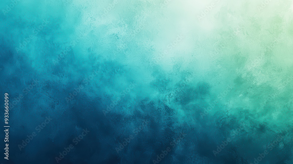 Poster abstract gradient background with shades of blue and green, creating calming and serene atmosphere.