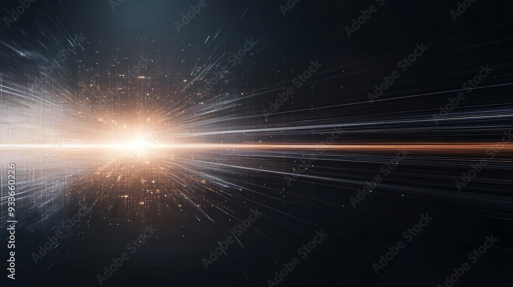 Poster a vibrant burst of light surrounded by dynamic motion, creating an atmosphere of energy and exciteme