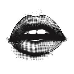 Halftone Effect Lips on Transparent Background for Versatile Design Use