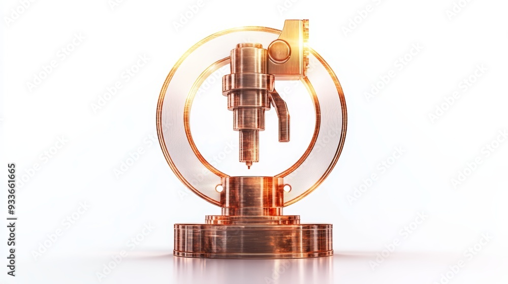 Poster stylish metallic device on a reflective surface, showcasing modern design and engineering precision 