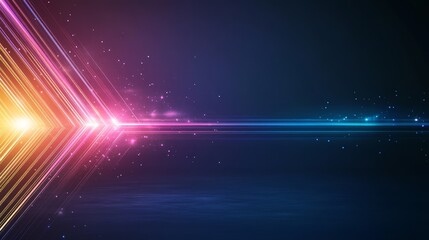 Obraz premium A vibrant display of colorful light beams shining across a dark background, perfect for design and creative projects.