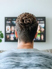 Man Relaxing on Couch Watching Personalized Content on Smart TV